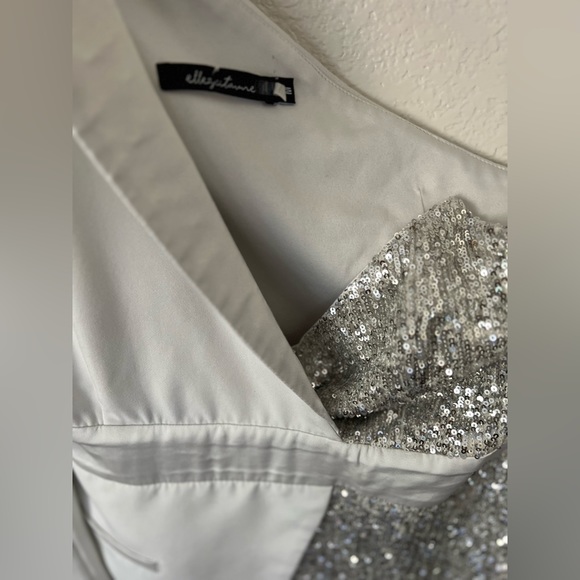 Elle Zeitoune Alexa Silver Cocktail Dress Size M - Picture 6 of 11